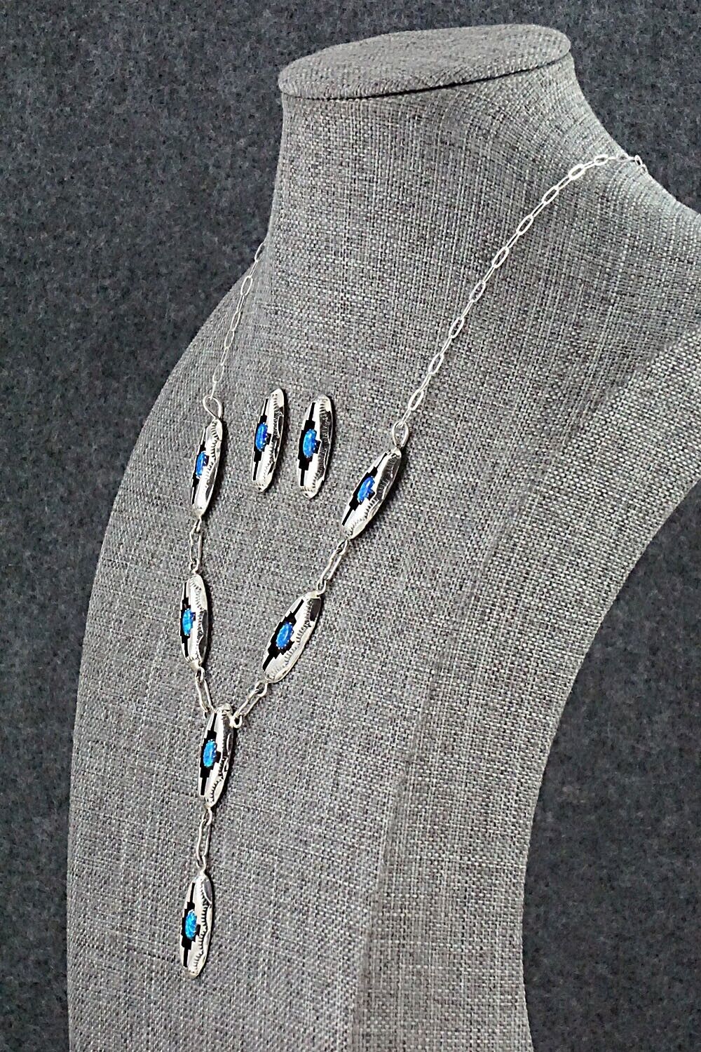 Opalite & Sterling Silver Necklace and Earrings Set - Felix Perry