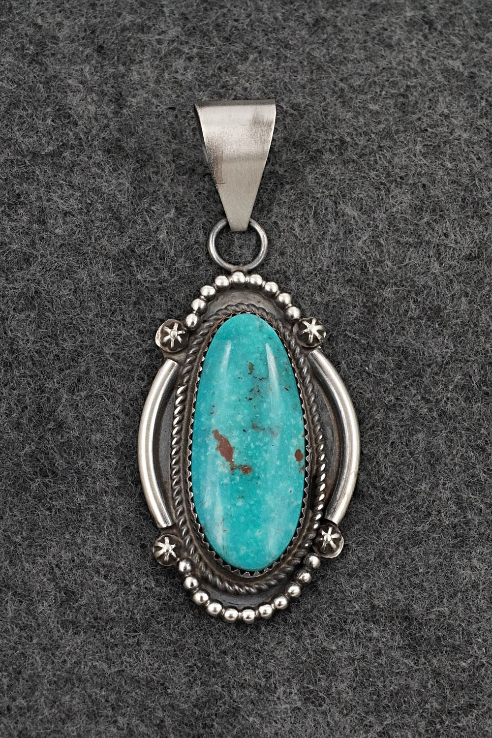 Turquoise and Sterling Silver Pendant - Leslie Nez