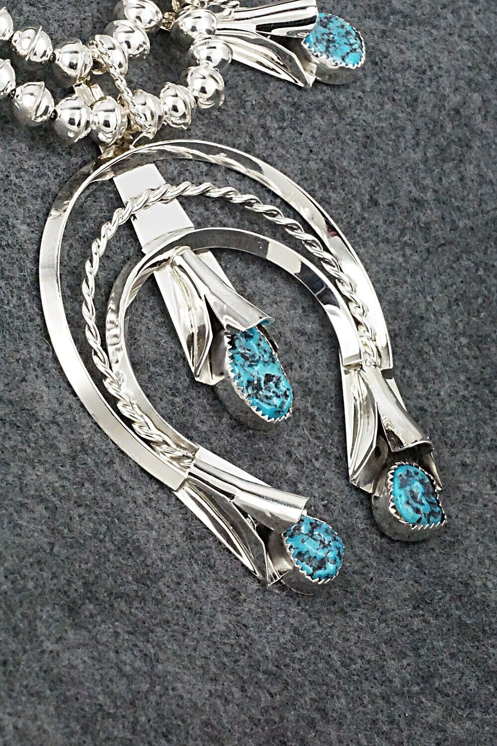 Turquoise & Sterling Silver Squash Blossom Set - Louise Yazzie