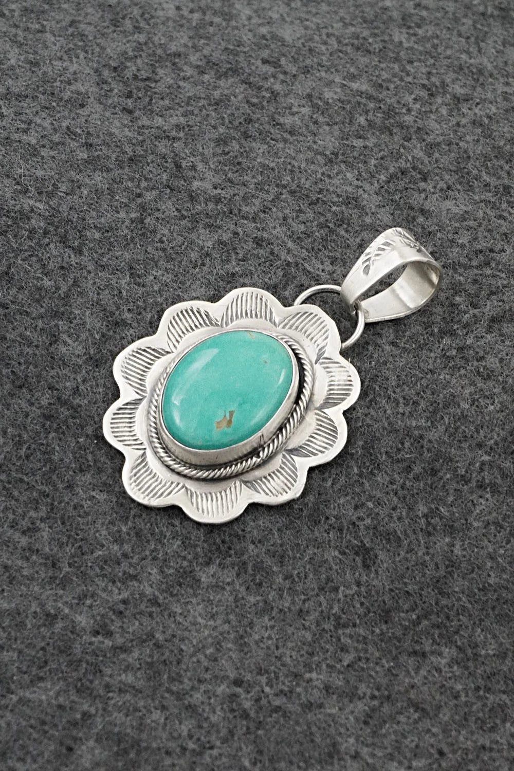 Turquoise & Sterling Silver Pendant - Cordell Platero