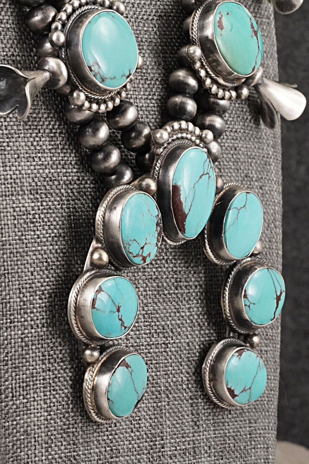 Turquoise & Sterling Silver Squash Blossom Set - Kathleen Chavez