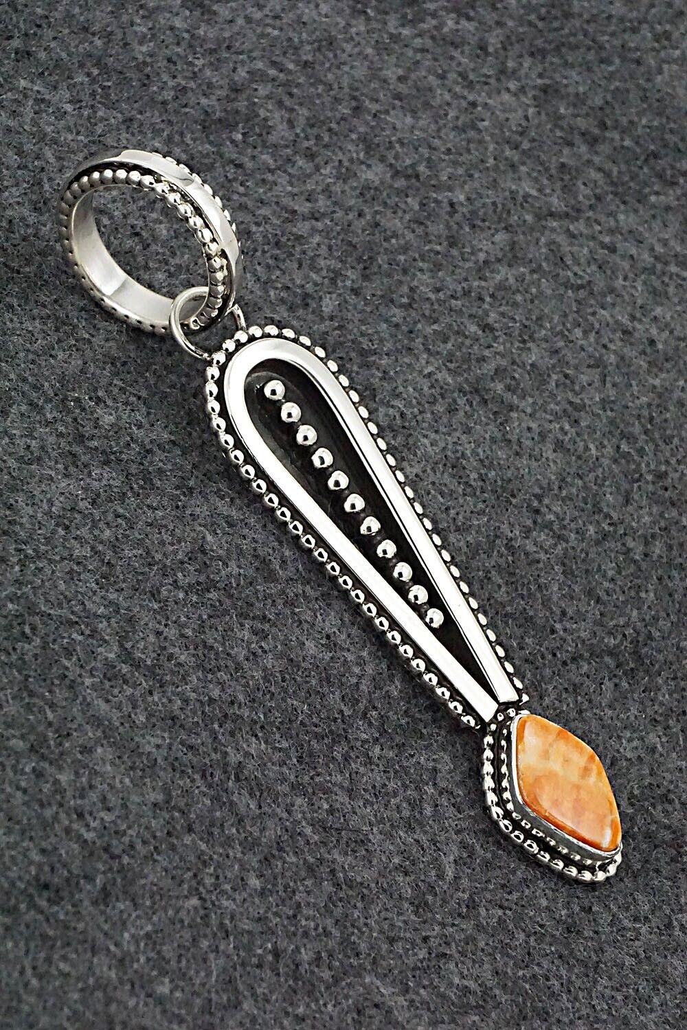 Spiny Oyster & Sterling Silver Pendant - Jonathan Nez