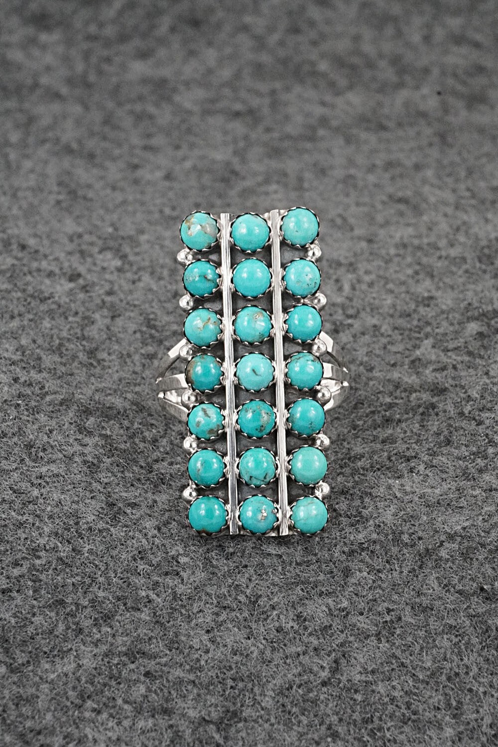 Turquoise & Sterling Silver Ring - Kenny Lonjose - Size 9