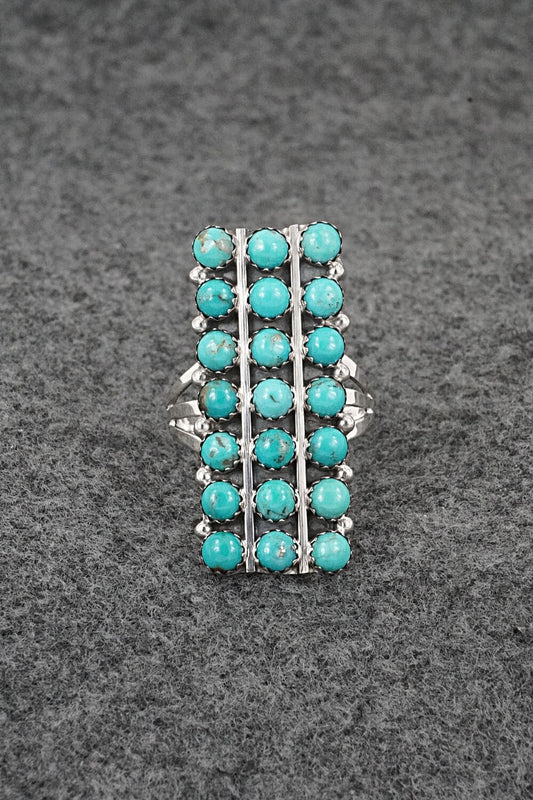 Turquoise & Sterling Silver Ring - Kenny Lonjose - Size 9