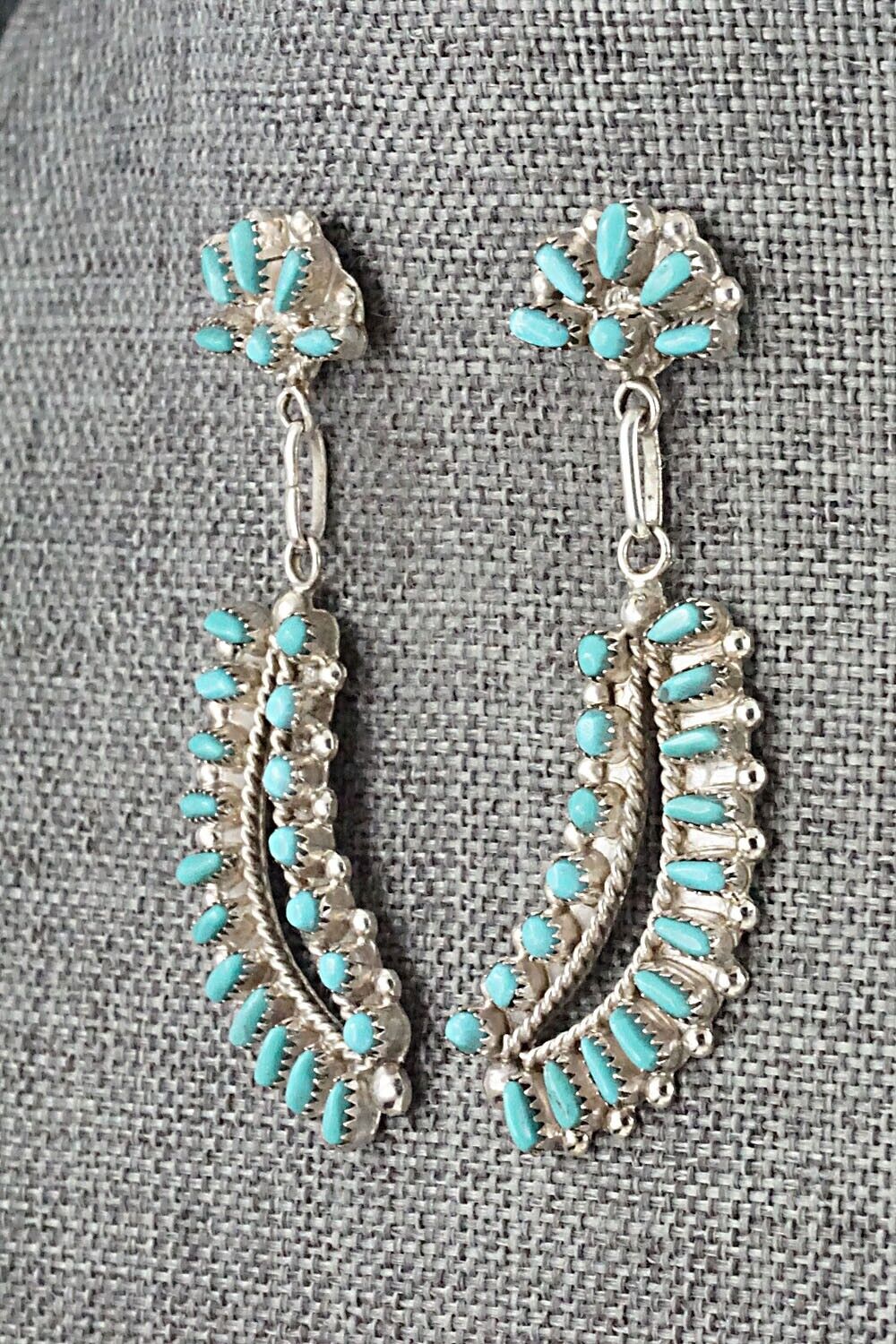 Turquoise & Sterling Silver Necklace and Earrings Set - Vergie Lonjose
