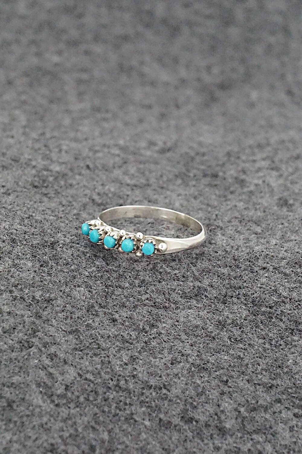 Turquoise & Sterling Silver Ring - April Haloo - Size 7.25