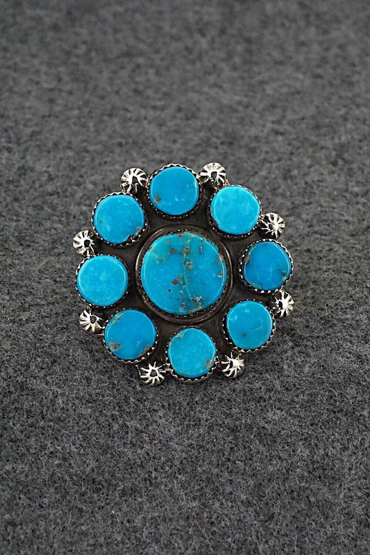 Turquoise and Sterling Silver Ring - Selina Warner - Size 8.5