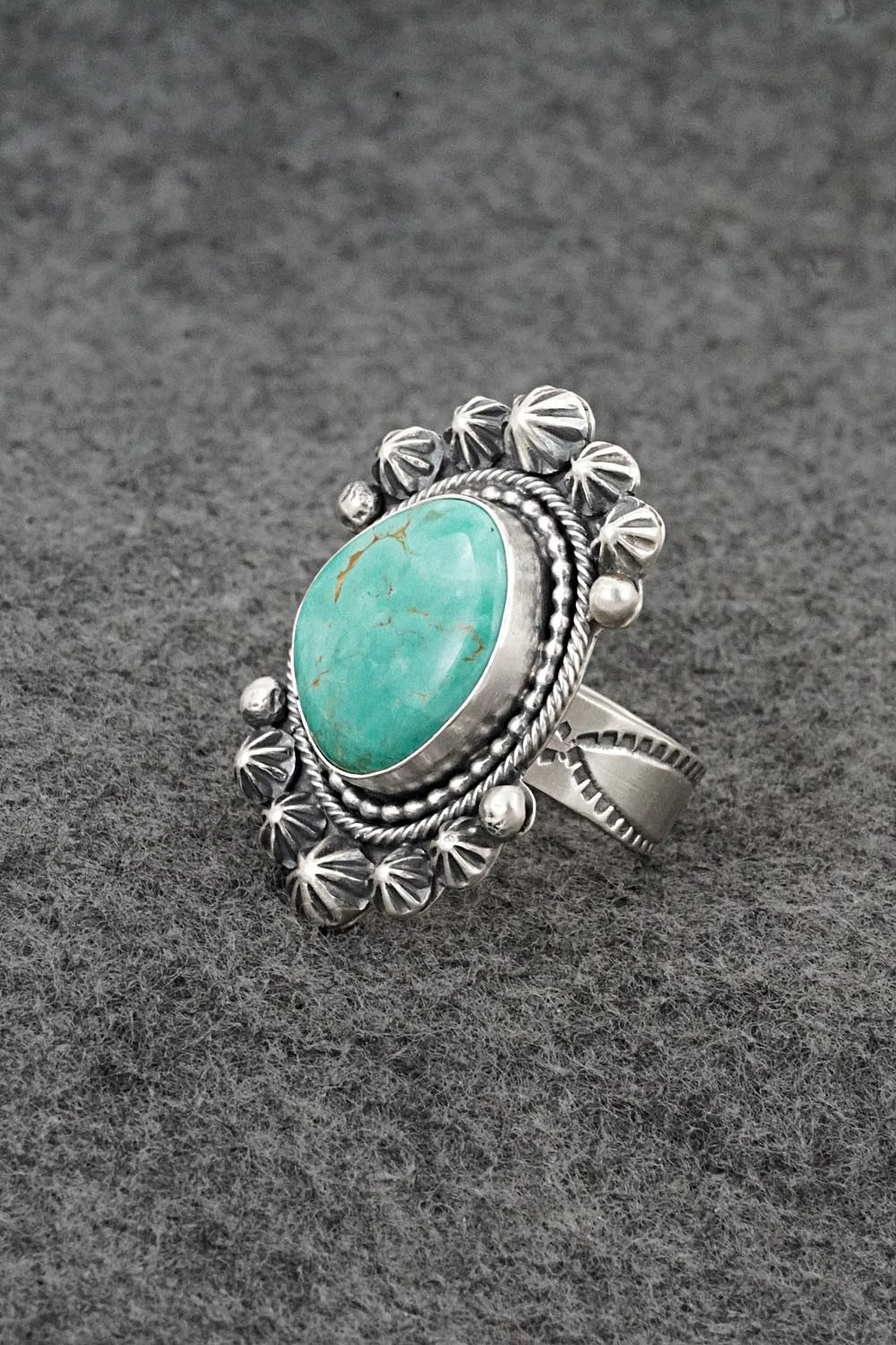 Turquoise & Sterling Silver Ring - Cordell Platero - Size Adjustable