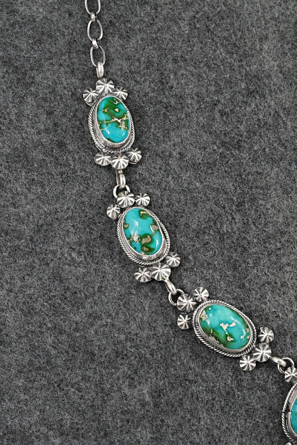 Turquoise & Sterling Silver Necklace and Earrings Set - Darrin Livingston