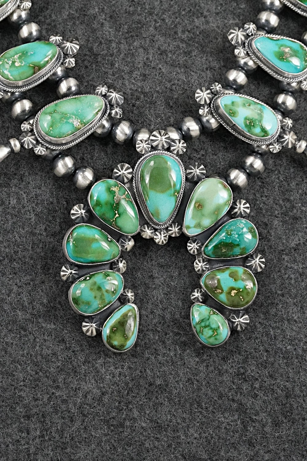 Turquoise & Sterling Silver Squash Blossom Set - Darrin Livingston