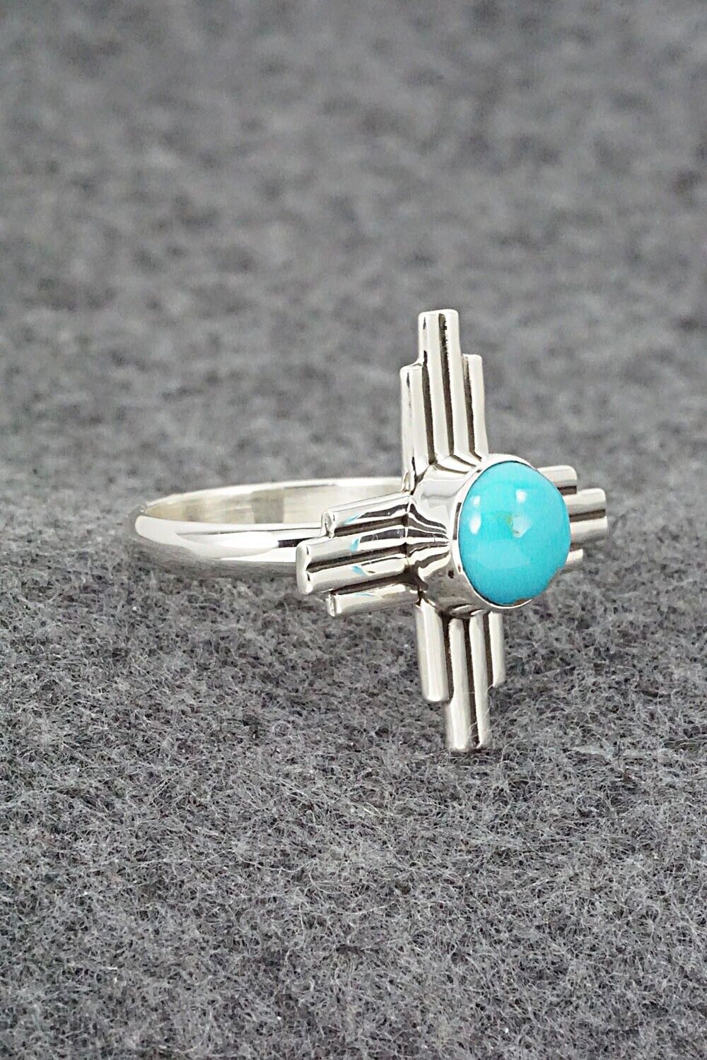 Turquoise and Sterling Silver Ring - Raymond Coriz - Size 8