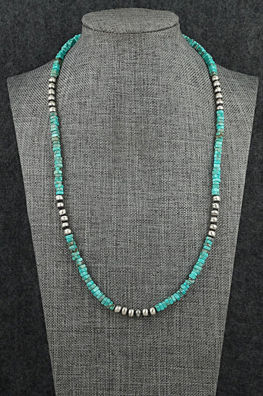 Turquoise & Sterling Silver Necklace 20" - Doreen Jake