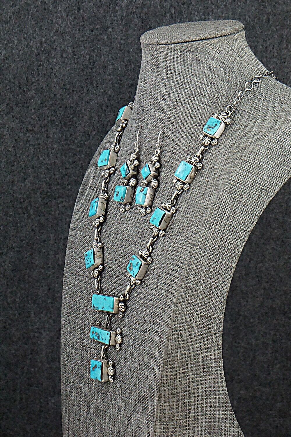 Turquoise & Sterling Silver Necklace and Earrings Set - Paul Livingston