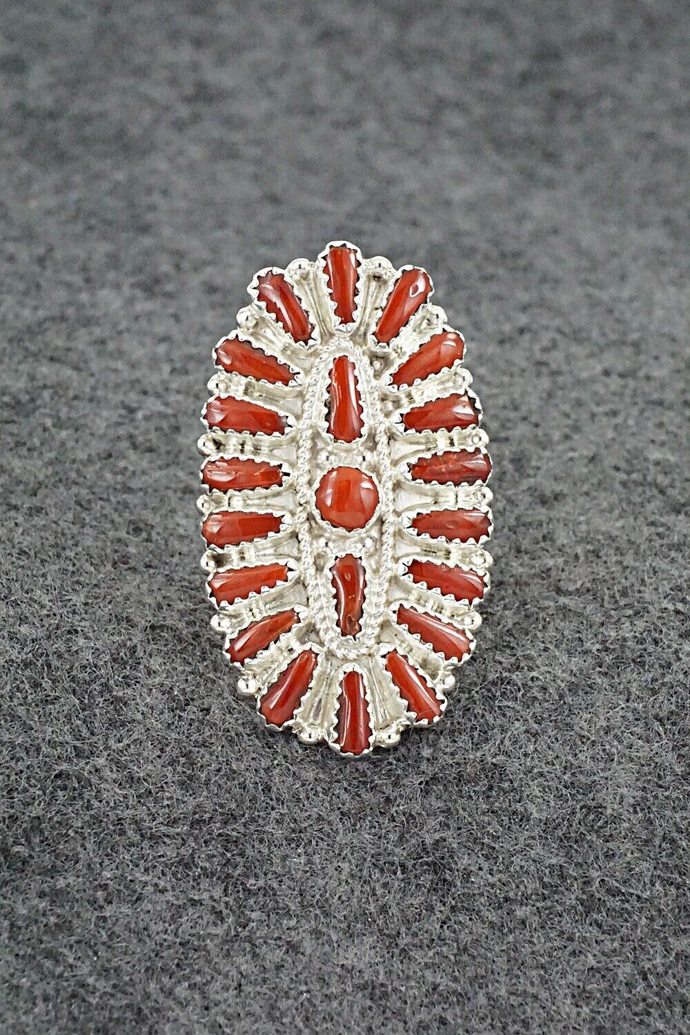 Coral & Sterling Silver Ring - Donovan Wilson - Size 8.5