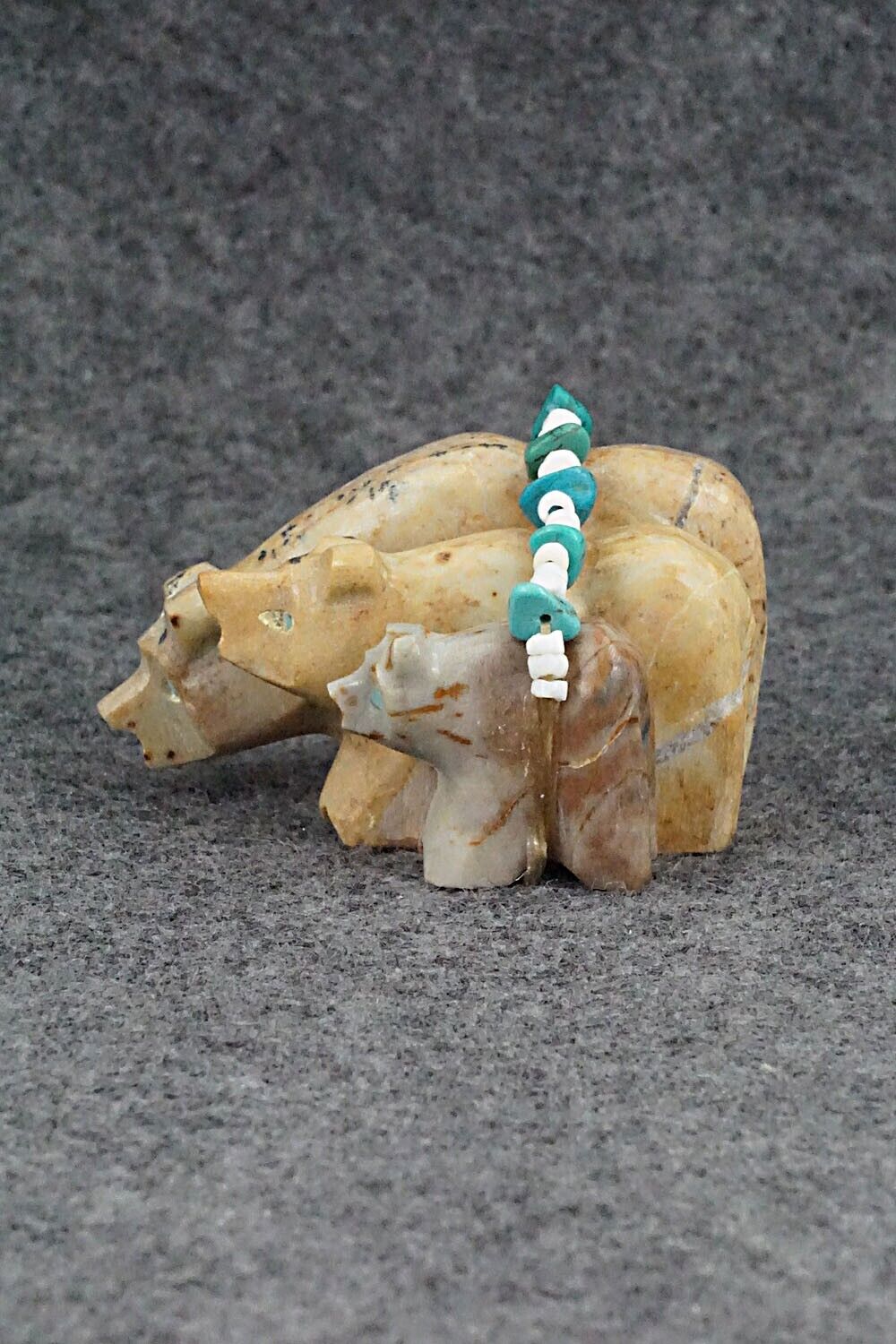 Bear Family Zuni Fetish Carving - Tim Lementino