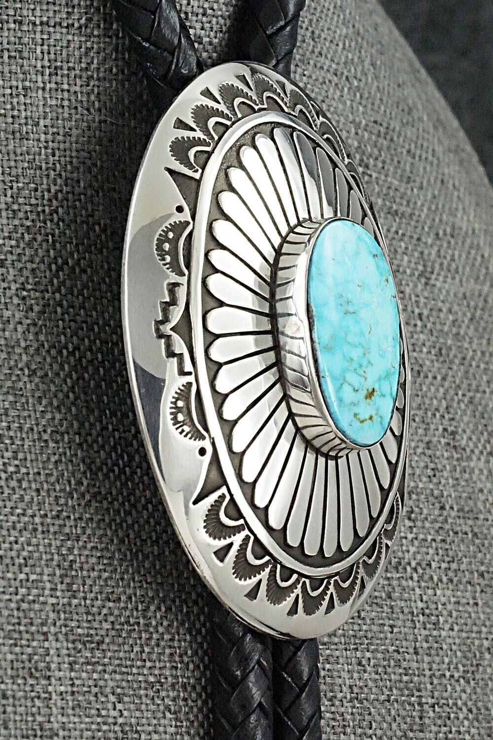 Turquoise & Sterling Silver Bolo Tie - Charlie John