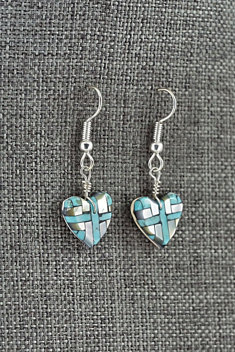 Turquoise, Mother of Pearl & Sterling Silver Earrings - Joe Reano