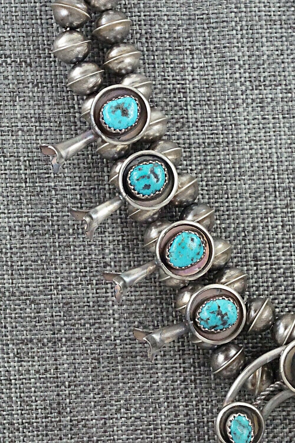 Turquoise & Sterling Silver Mini Squash Blossom Set - Phil Garcia