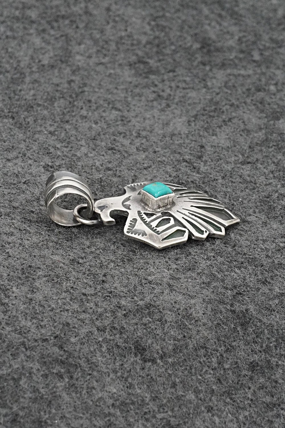 Turquoise & Sterling Silver Pendant - Jerold Joe