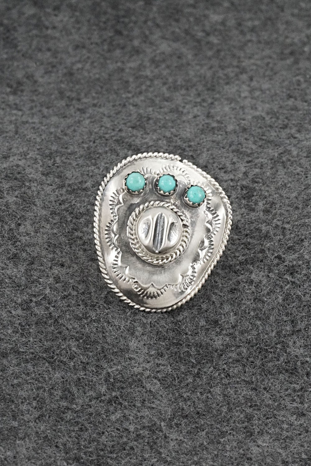 Turquoise & Sterling Silver Ring - Bobby Platero - Size 8