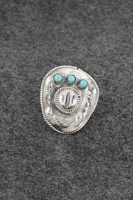 Turquoise & Sterling Silver Ring - Bobby Platero - Size 8