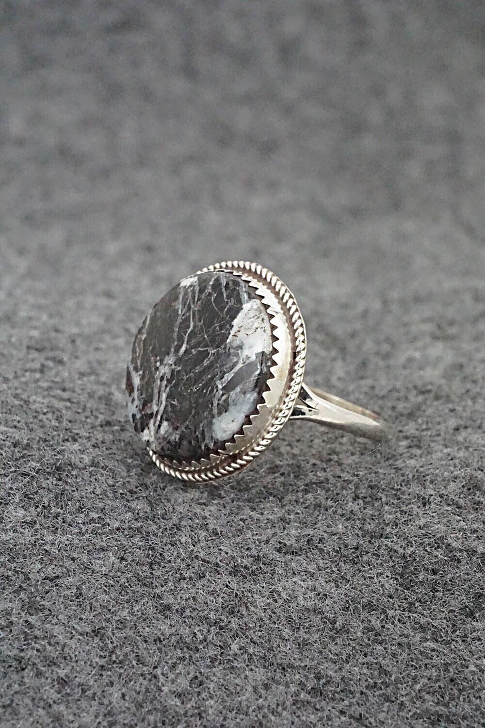 White Buffalo & Sterling Silver Ring - Ernest Hawthorne - Size 7.5