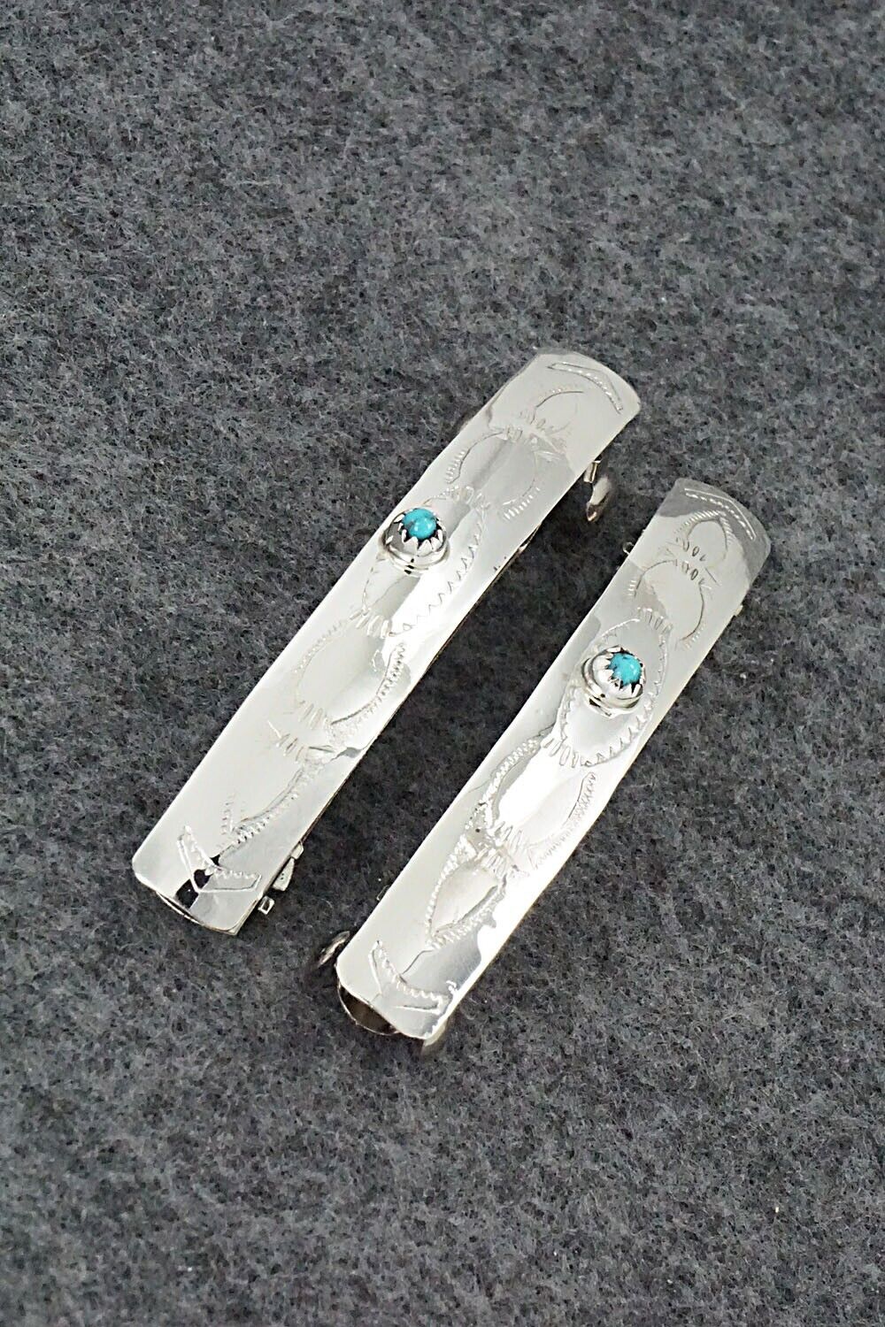 Turquoise & Sterling Silver Hair Barrettes - Randall Dalgai