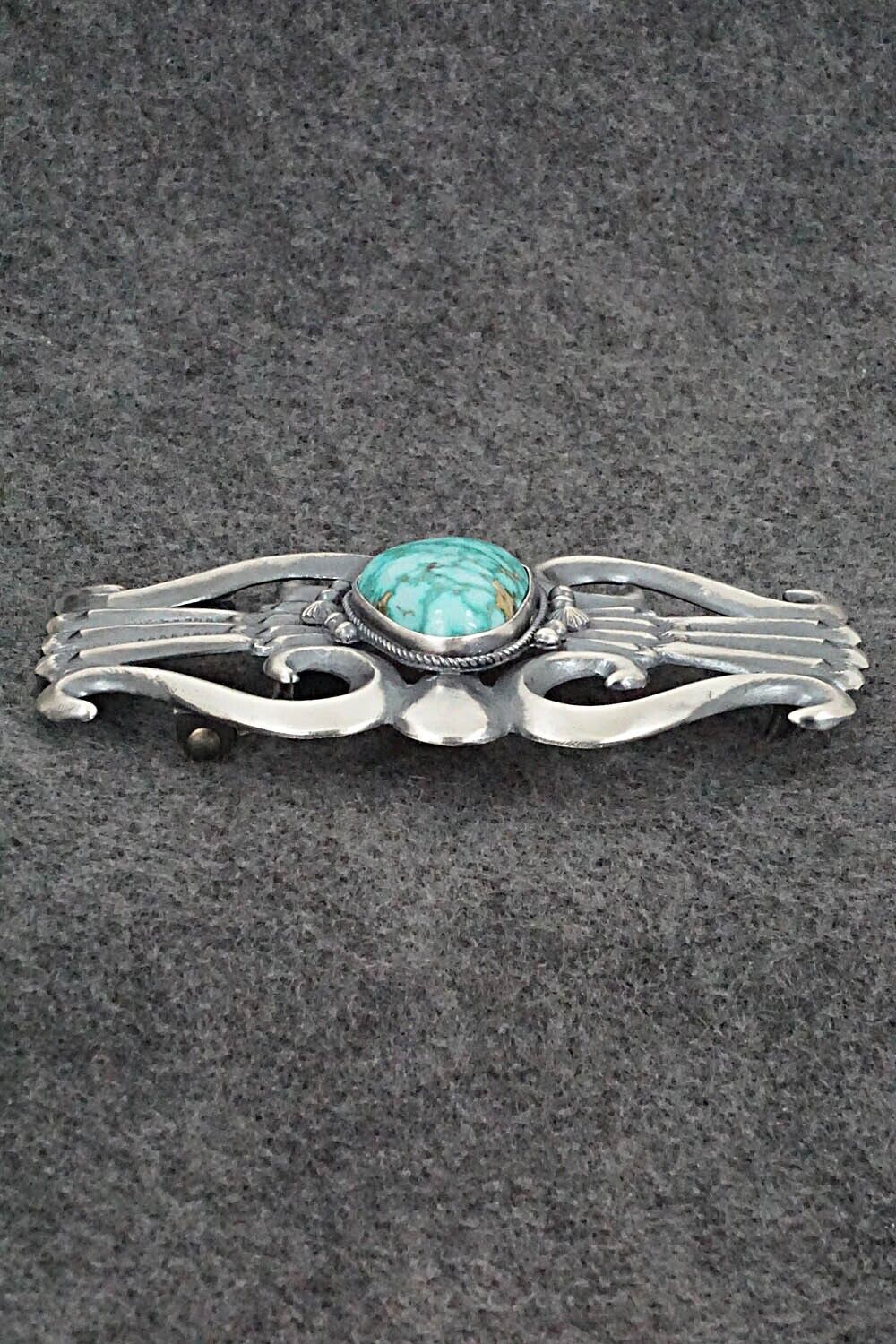 Turquoise & Sterling Silver Belt Buckle - Harrison Bitsue