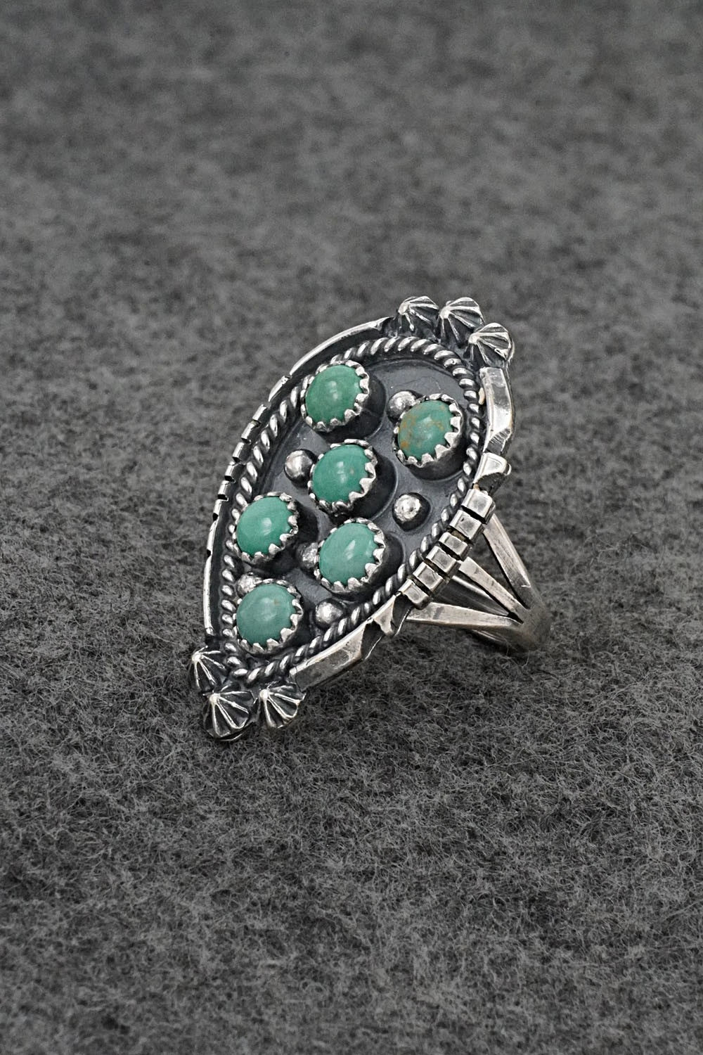 Turquoise & Sterling Silver Ring - Kenny Lonjose - Size 6.5