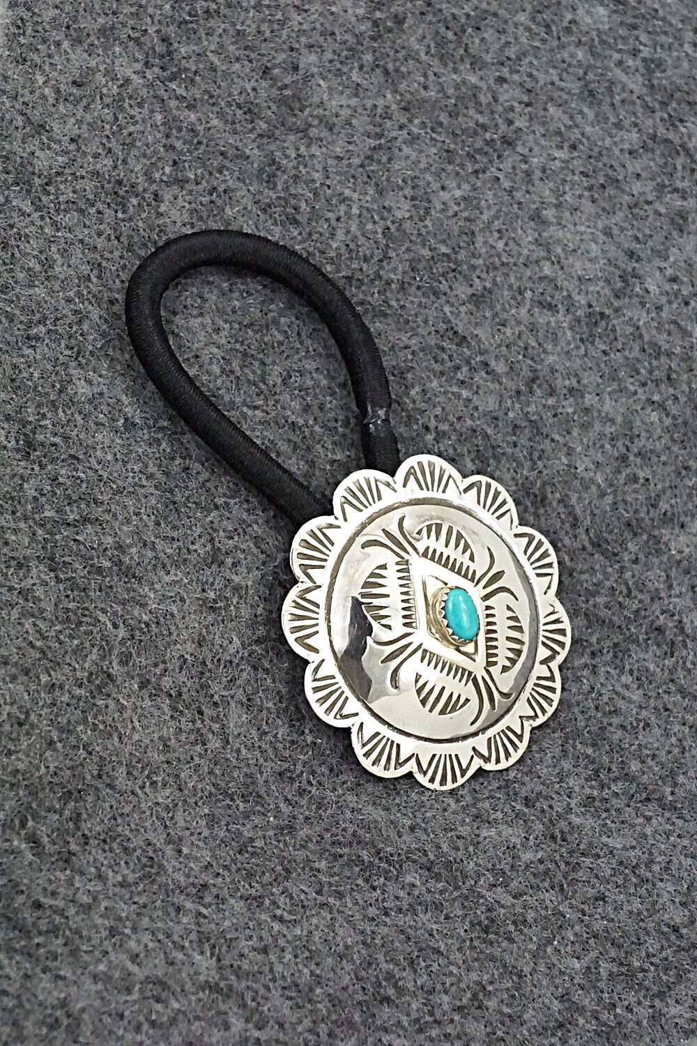 Turquoise & Sterling Silver Hair Tie - Bertha Begay