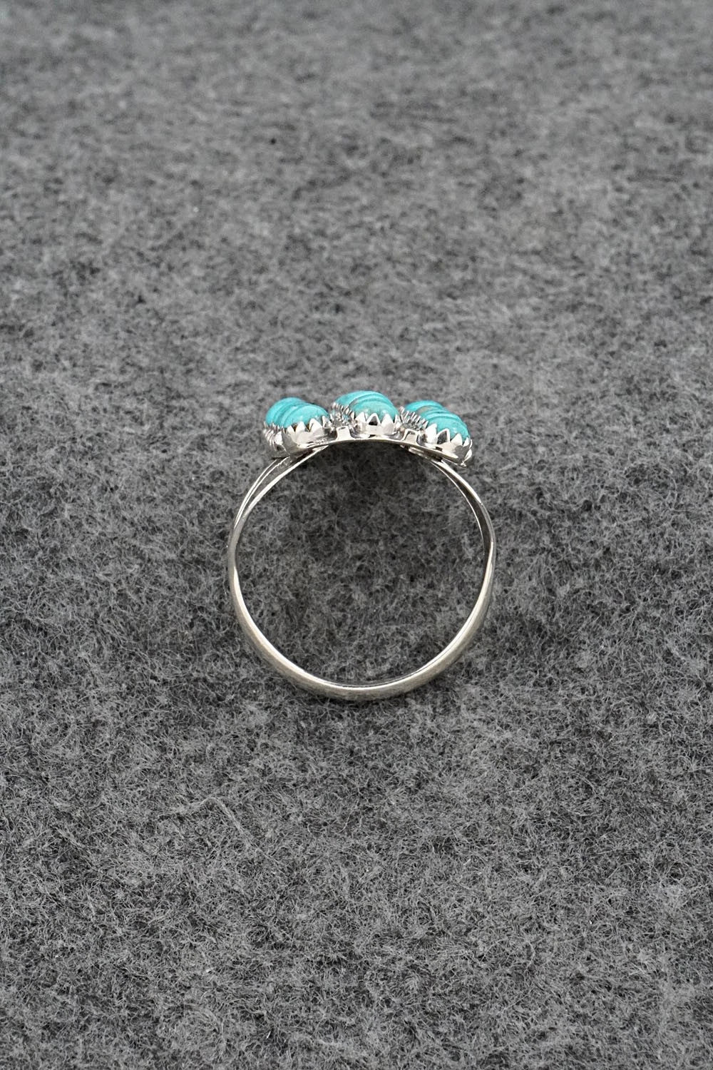 Turquoise & Sterling Silver Ring - Kenny Lonjose - Size 9.75