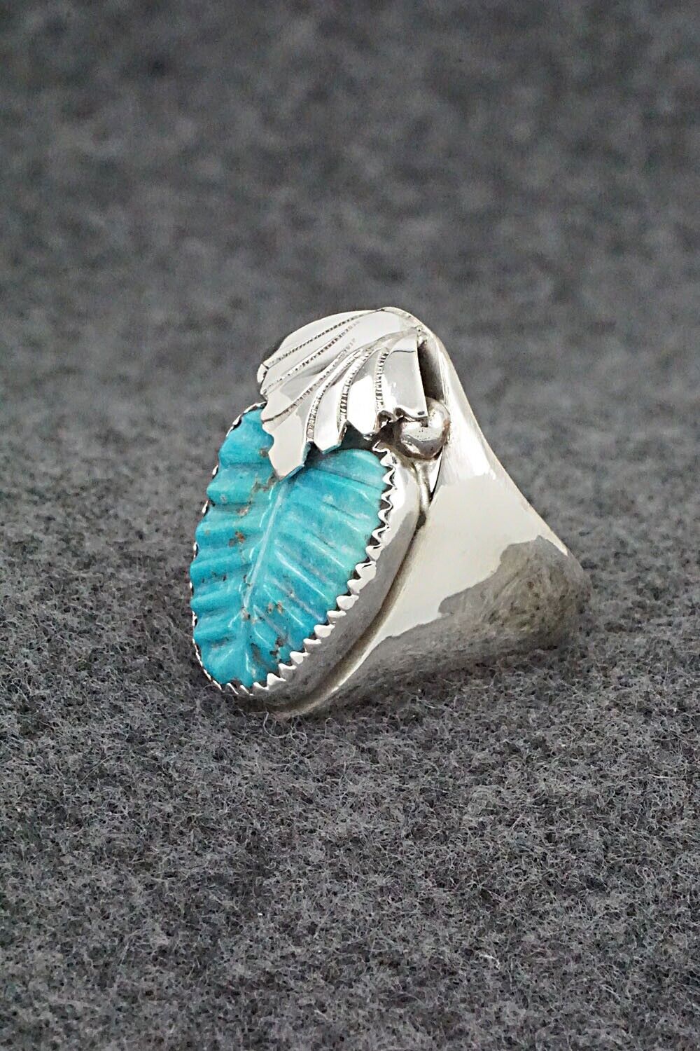 Turquoise & Sterling Silver Ring - Lyolita Tsattie - Size 8.5