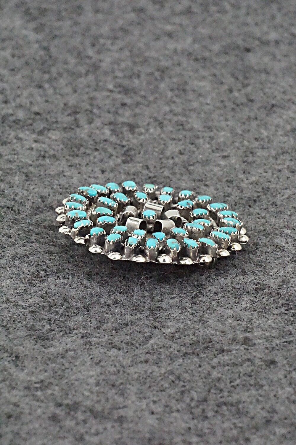 Turquoise & Sterling Silver Pendant/Pin - Lorencita Walela