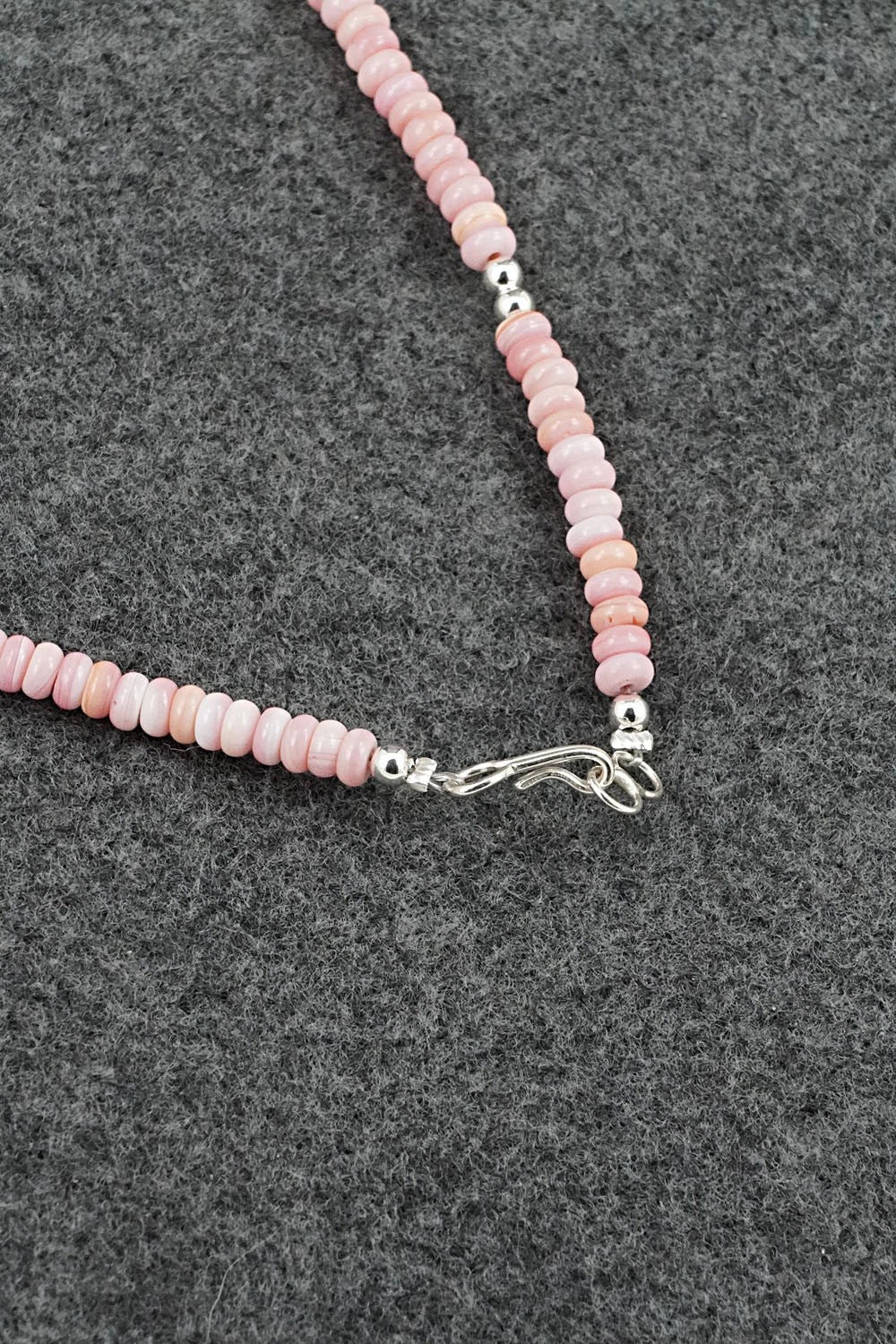 Pink Conch & Sterling Silver Necklace 18" - Doreen Jake