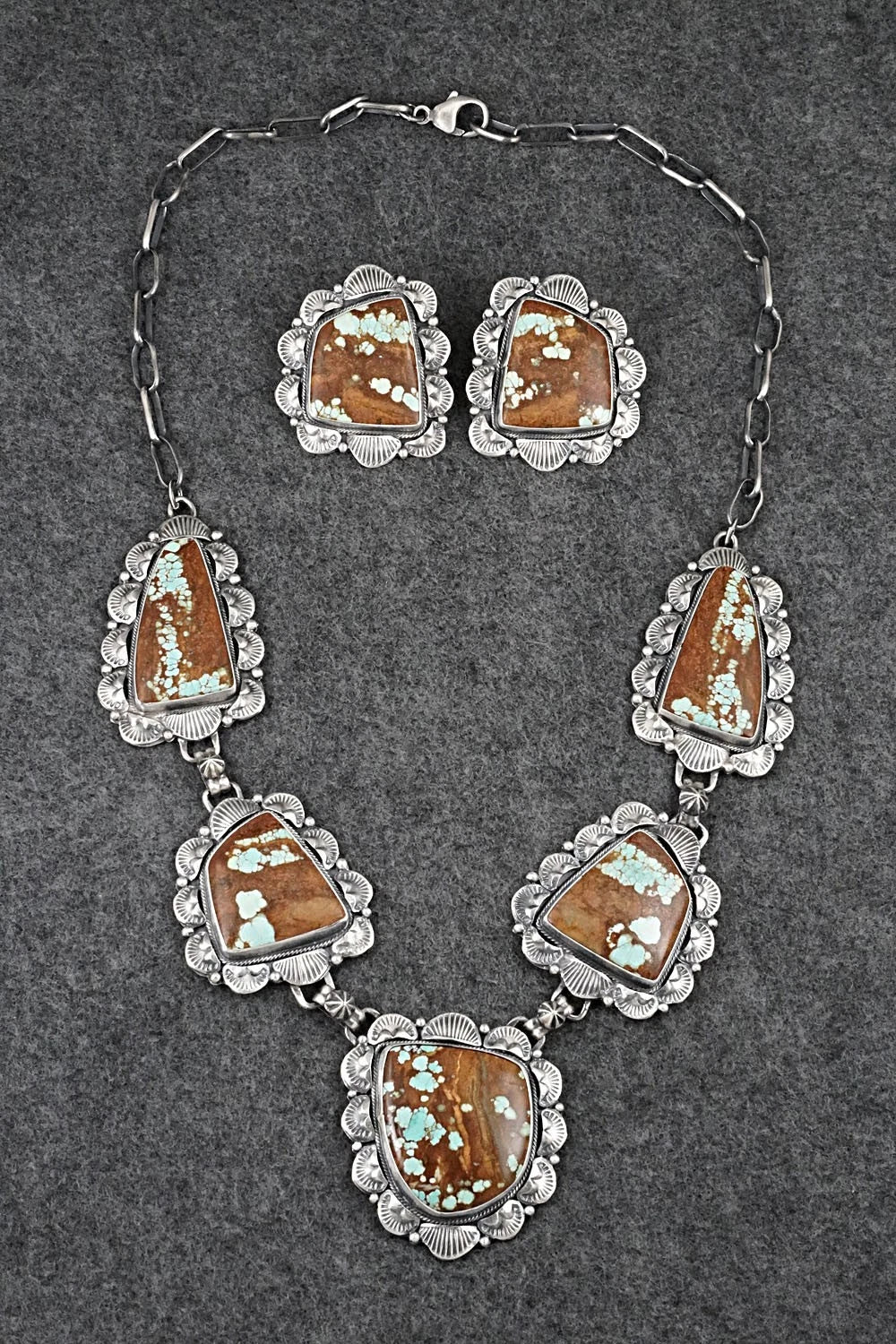 Turquoise & Sterling Silver Necklace and Earrings Set - Bob Becenti
