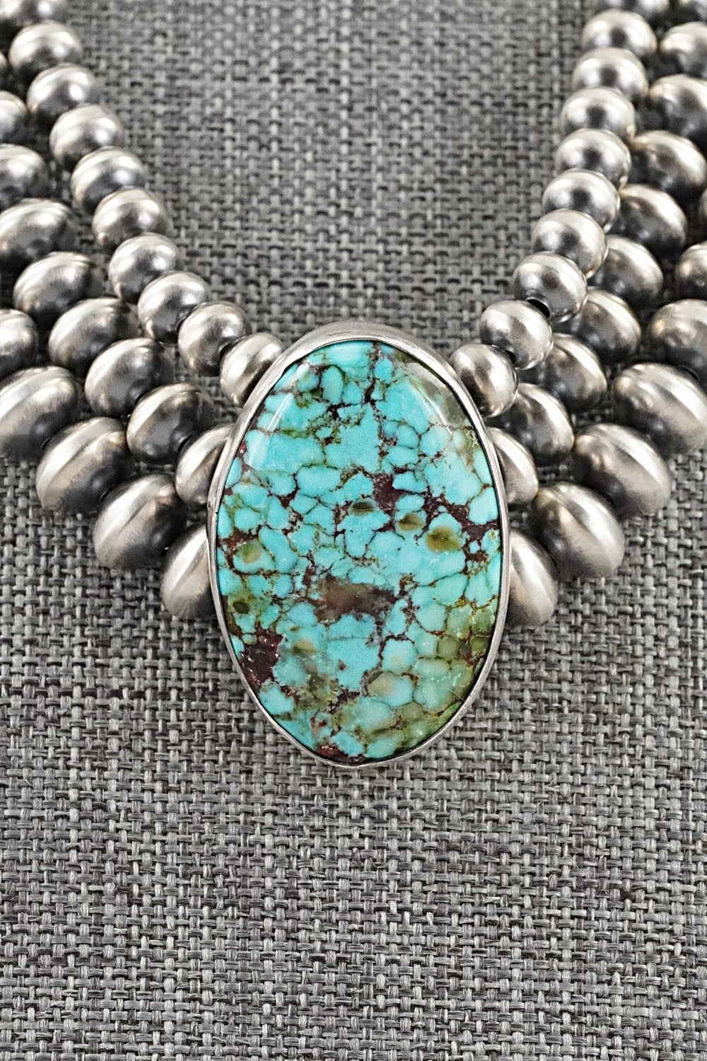 Turquoise & Sterling Silver Navajo Pearl Necklace - Gruber & Halwood