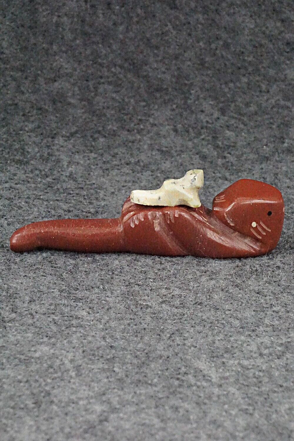 Otter with Pup Zuni Fetish Carving - Justin Red Elk