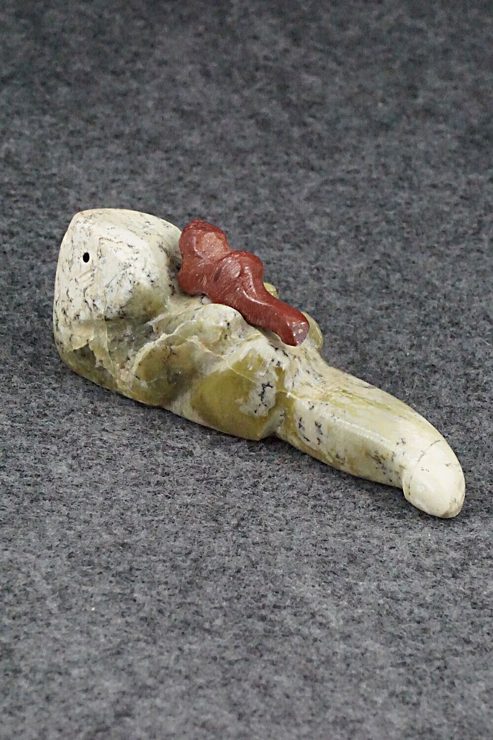 Otter with Pup Zuni Fetish Carving - Justin Red Elk