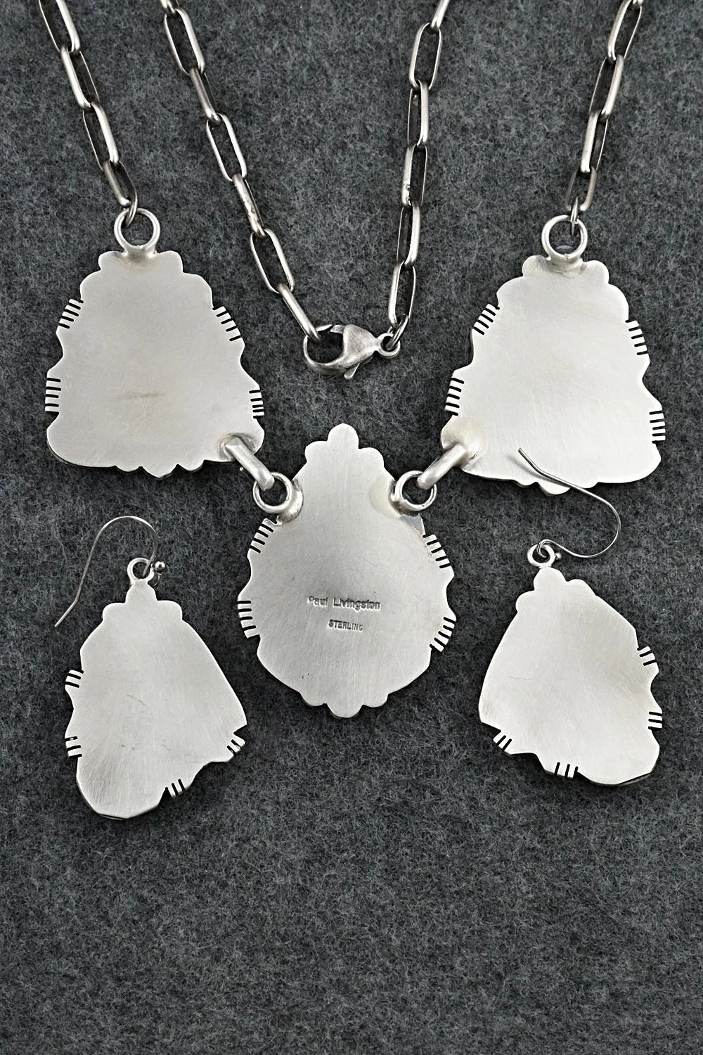 Turquoise & Sterling Silver Necklace and Earrings Set - Paul Livingston