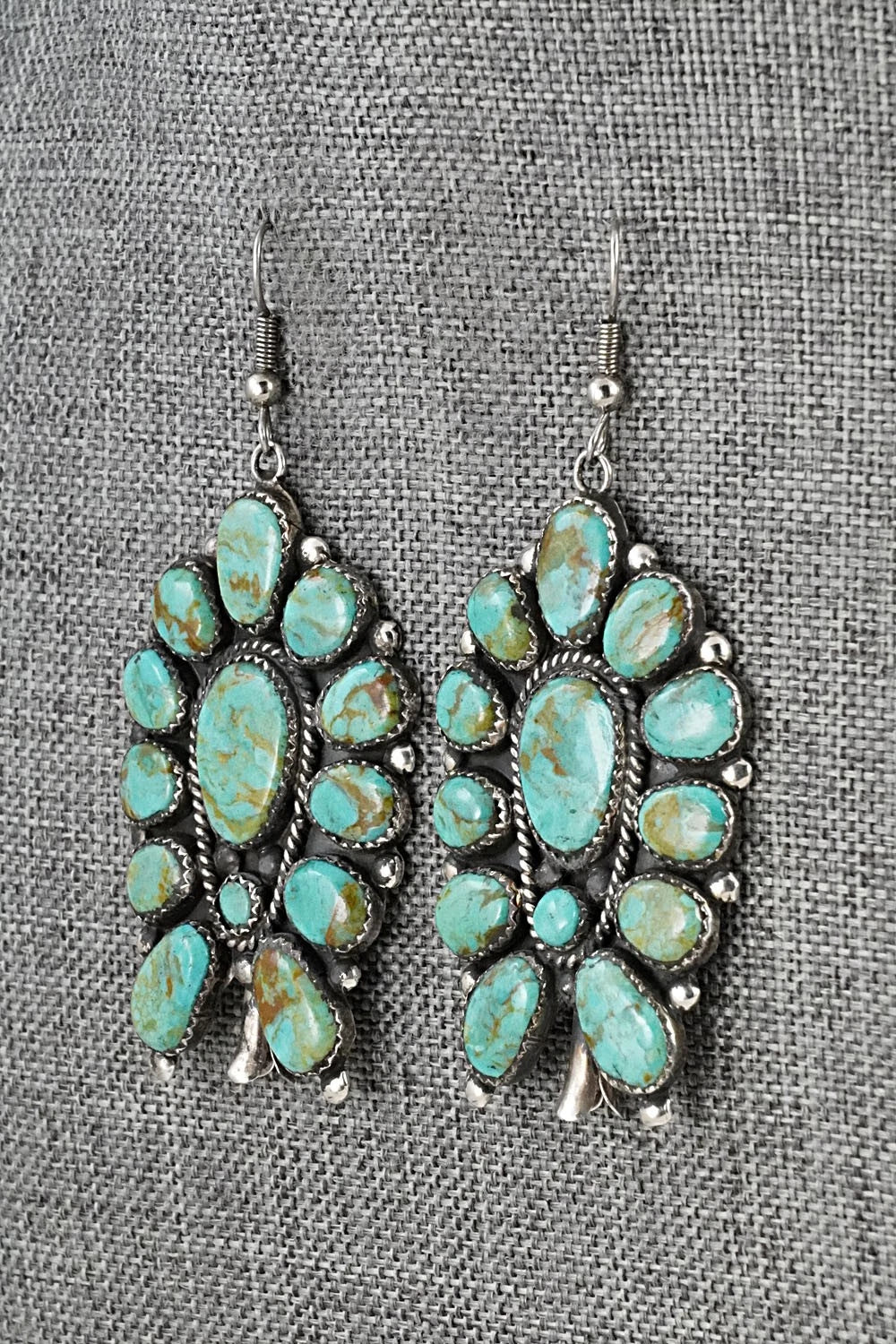 Turquoise & Sterling Silver Earrings - Vintage