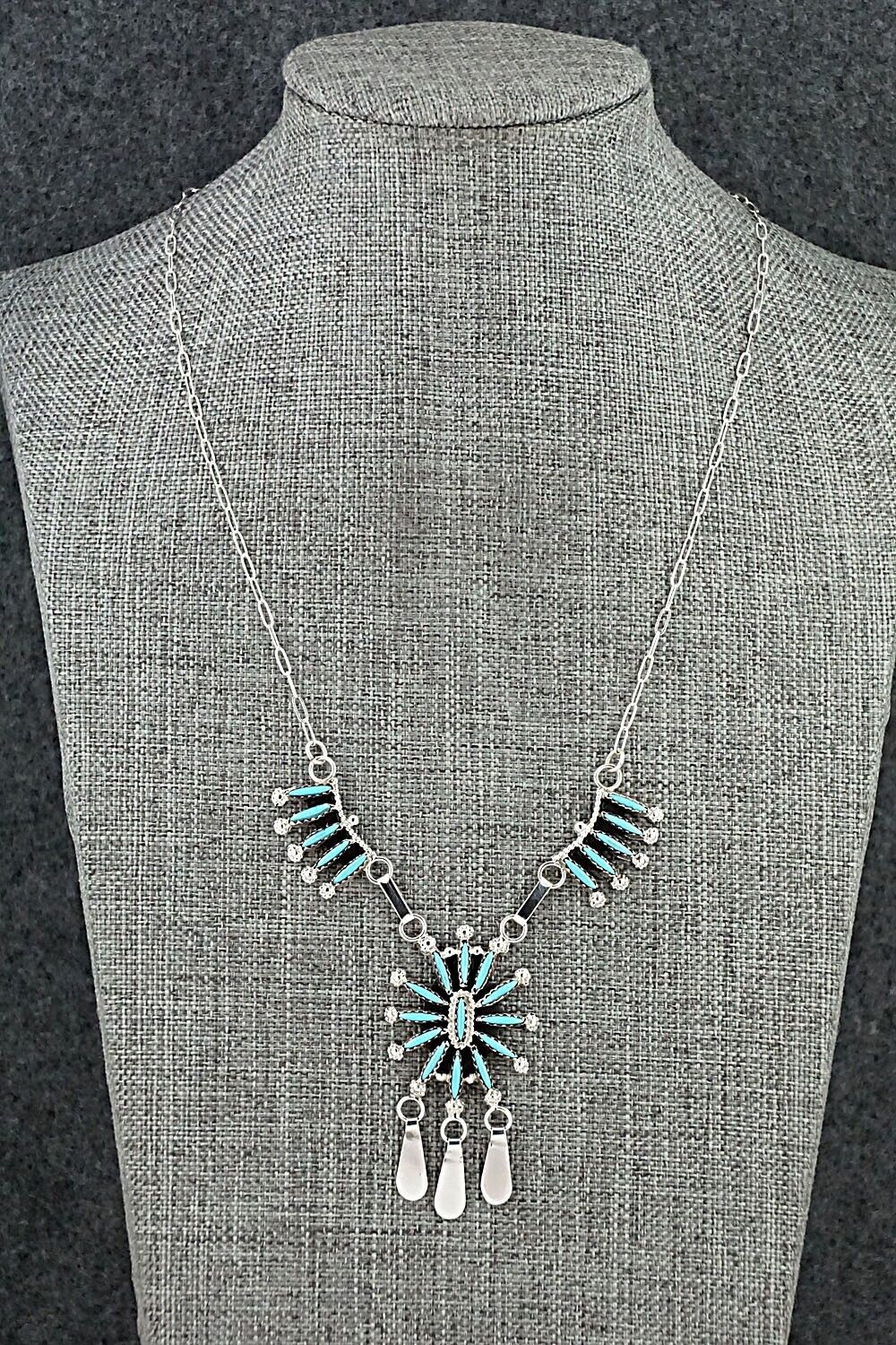 Turquoise & Sterling Silver Necklace - Jack Etsate