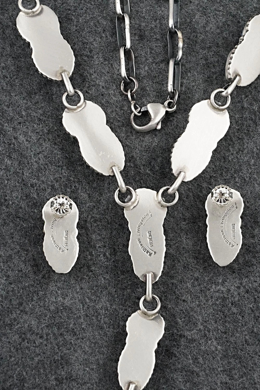 Turquoise & Sterling Silver Necklace and Earrings Set - Kathleen Livingston