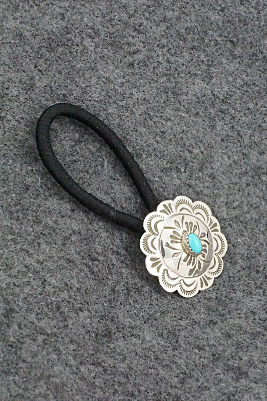 Turquoise & Sterling Silver Hair Tie - Bertha Begay