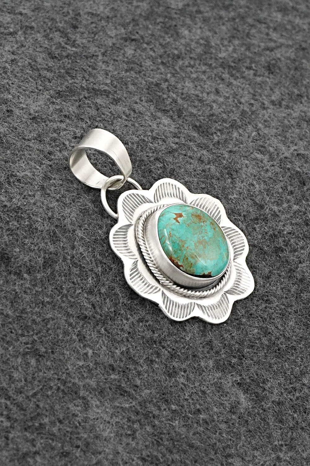Turquoise & Sterling Silver Pendant - Cordell Platero