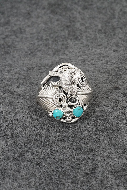 Turquoise & Sterling Silver Ring - Darrell Morgan - Size 12