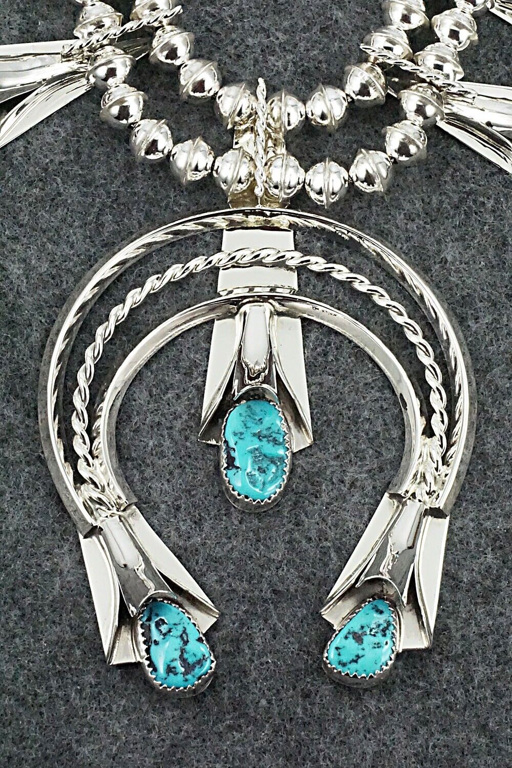 Turquoise & Sterling Silver Squash Blossom Set - Louise Yazzie
