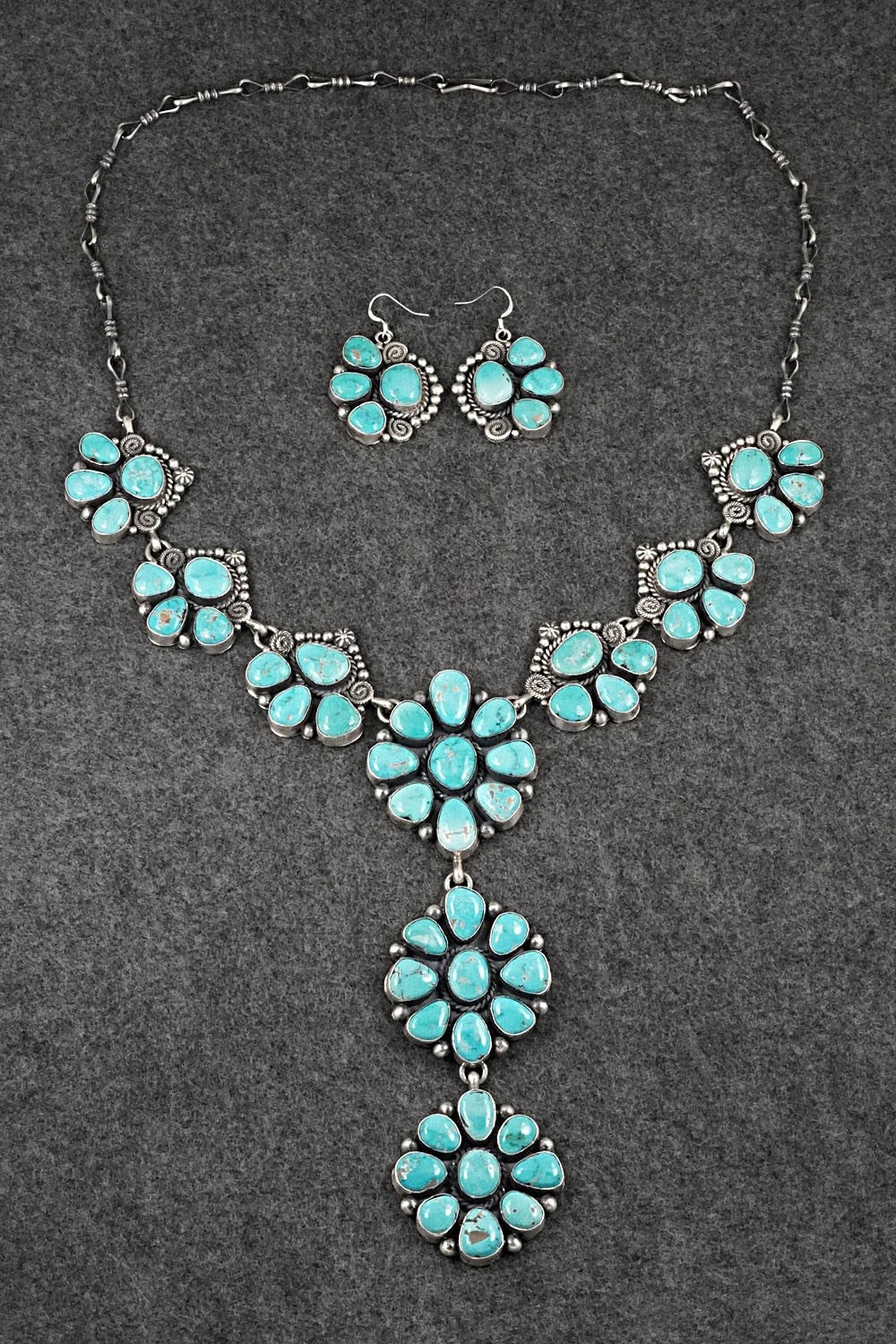 Turquoise & Sterling Silver Necklace and Earrings Set - Rosita Calladitto