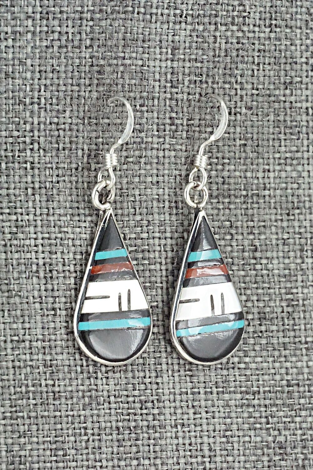 Multi Stone & Sterling Silver Inlay Earrings - Rhianna Kallestewa