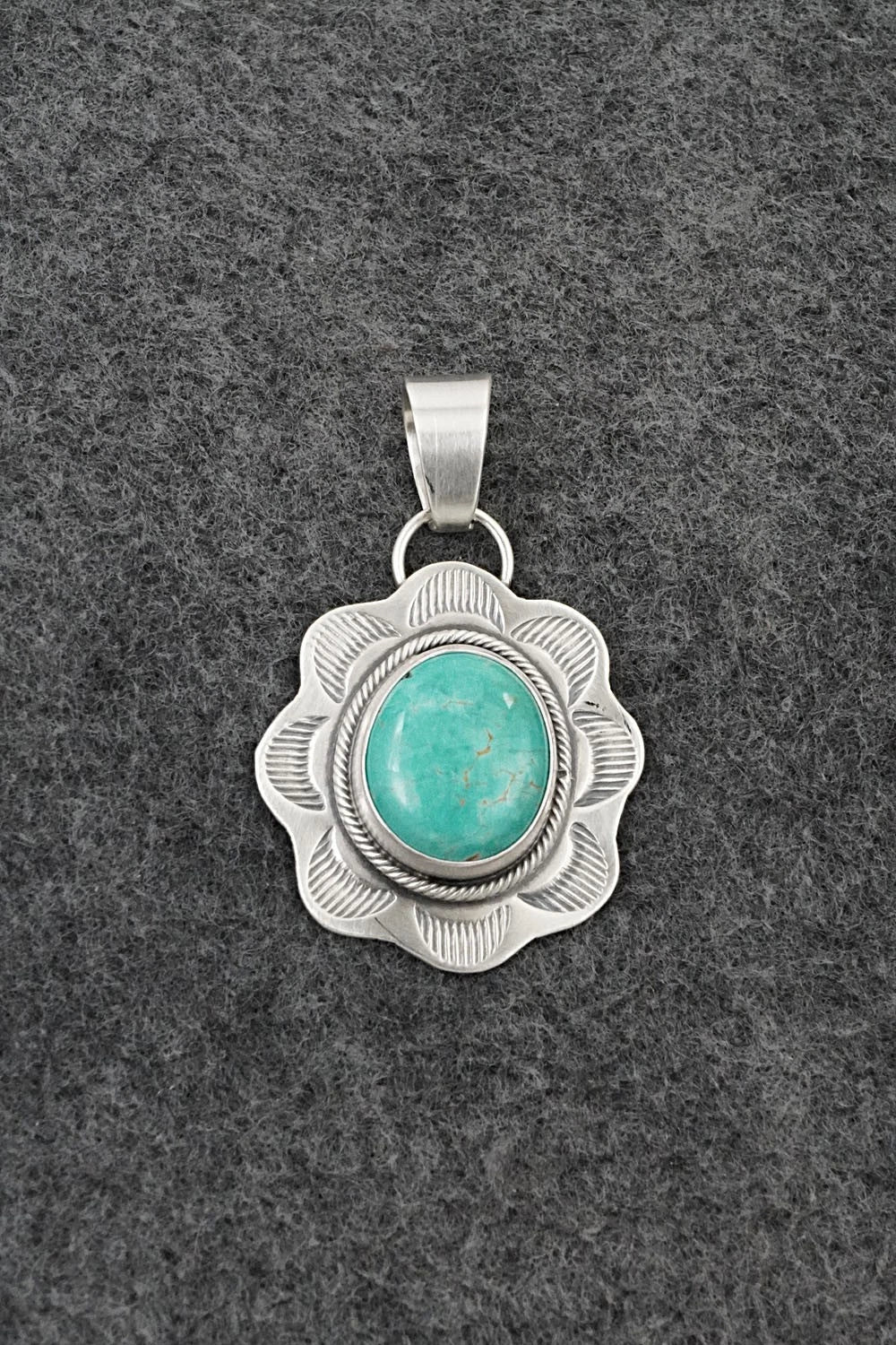 Turquoise & Sterling Silver Pendant - Cordell Platero