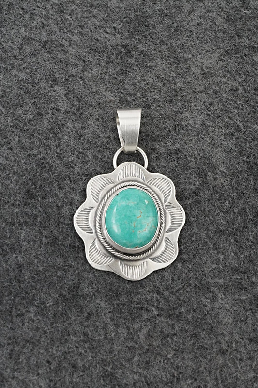 Turquoise & Sterling Silver Pendant - Cordell Platero